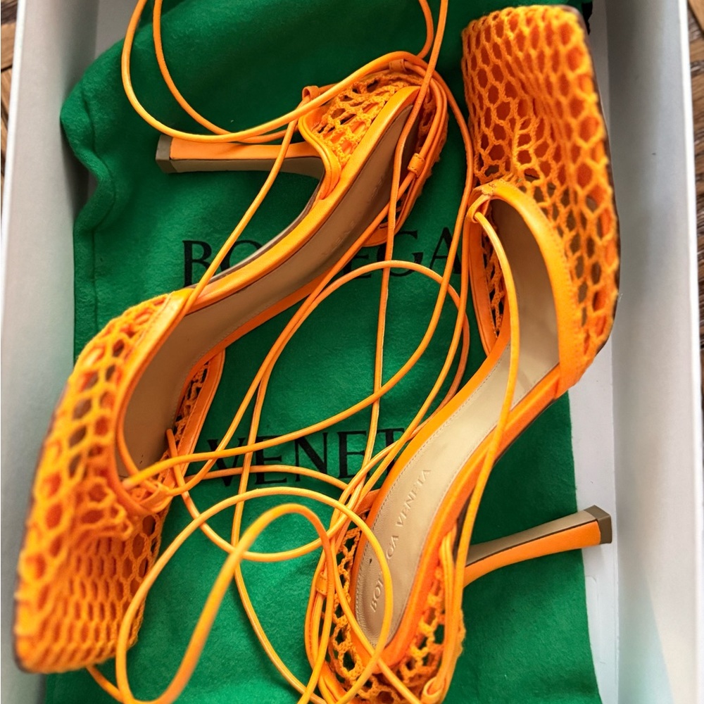 Bottega Veneta Vibrant Orange Heels